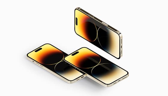 金色 iPhone 14 Pro Max 手机素材(PSD)