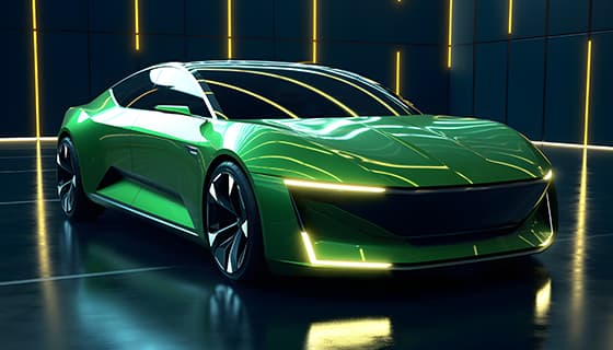富有科技感的绿色未来汽车图片素材(JPG)