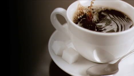 往咖啡里加入方糖慢镜头