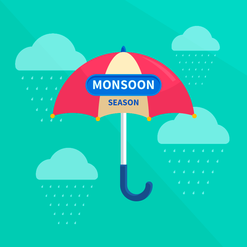 雨季和雨伞背景矢量素材(EPS/AI)