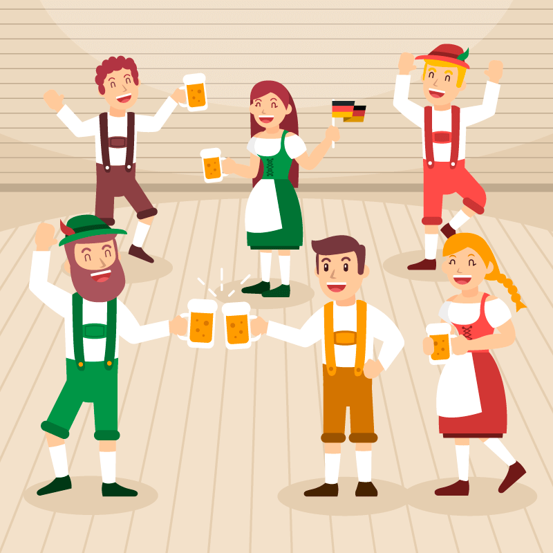 人们开心庆祝啤酒节矢量素材(EPS/AI)