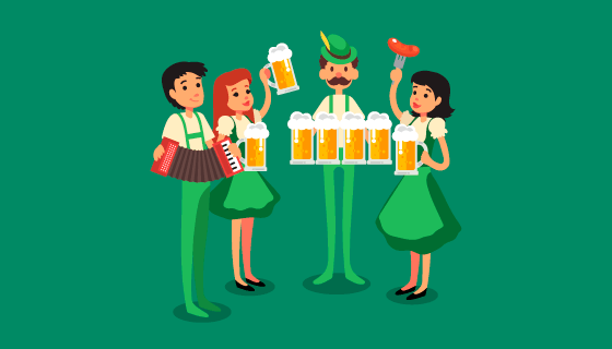 人们快乐庆祝啤酒节矢量素材(EPS/AI/PNG)