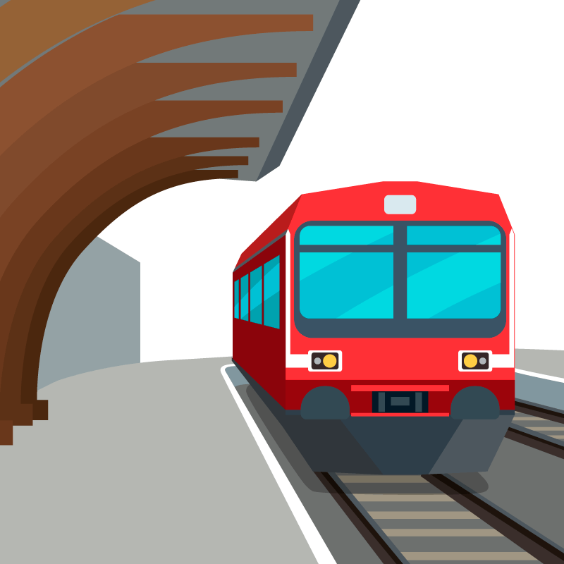 红色火车和站台矢量素材(EPS/AI)