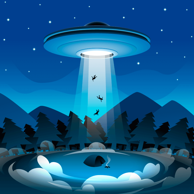 UFO入侵绑架矢量素材(EPS/AI)