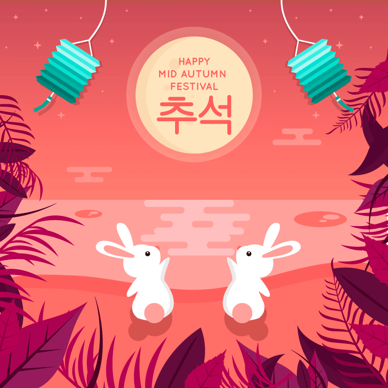可爱兔子望月设计中秋节矢量素材(AI/EPS)