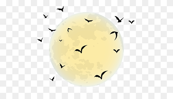 蝙蝠围绕月亮万圣节背景素材(PNG)
