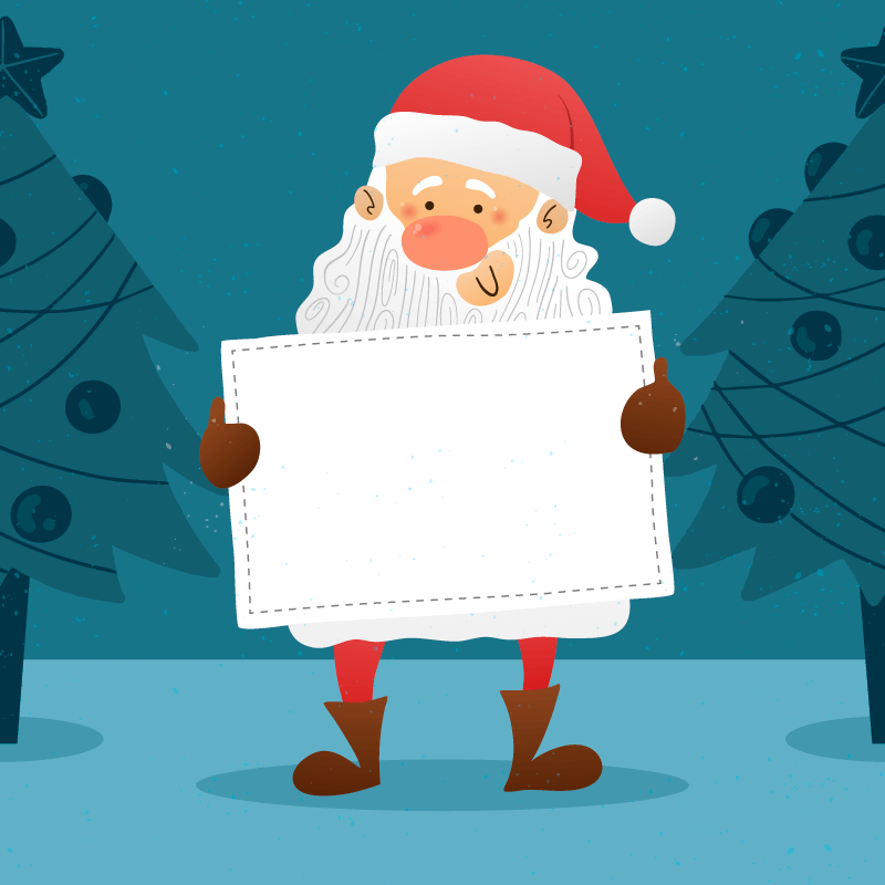 手绘圣诞老人手持白板矢量素材(EPS/AI)