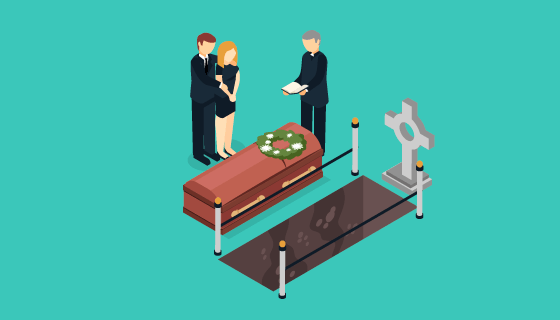 扁平风格葬礼设计矢量素材(EPS/AI)
