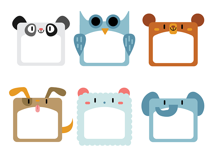 6款可爱的动物相框免费矢量素材(AI/EPS)
