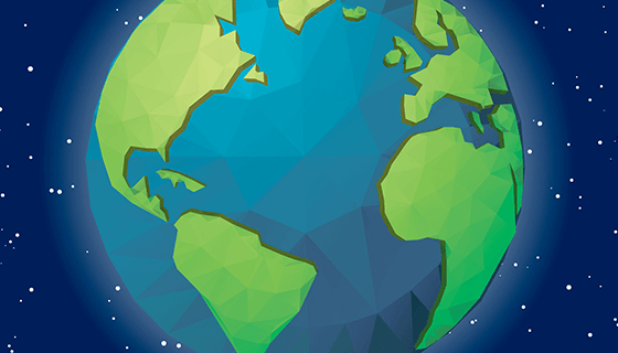 蓝色背景几何地球矢量素材(EPS/AI)