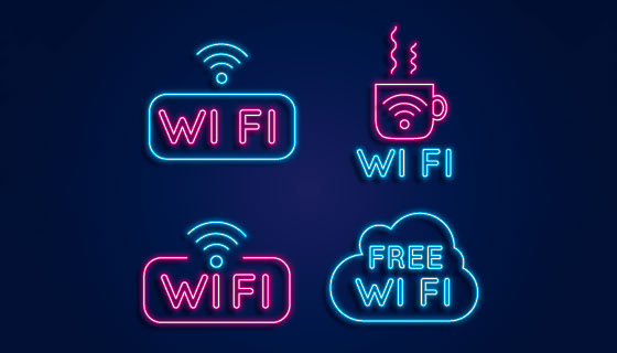 霓虹灯wifi标志矢量素材(AI/EPS/PNG)