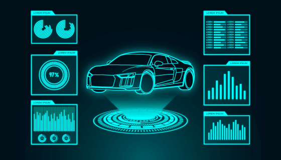 未来感的汽车全息图矢量素材(AI)