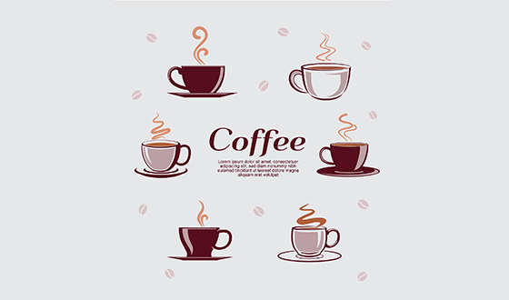 6款杯子与热咖啡矢量素材(EPS/AI)