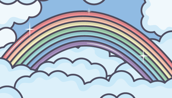 卡通彩虹和云朵矢量素材(EPS)