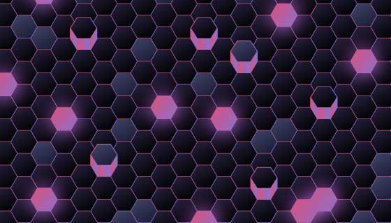 紫色蜂窝科技背景矢量素材(AI/EPS)