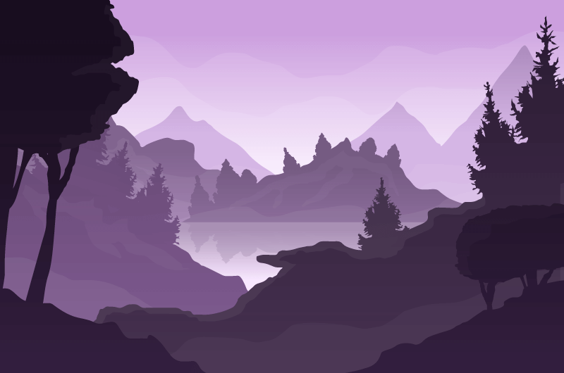 紫色山地景观矢量素材(AI/EPS)