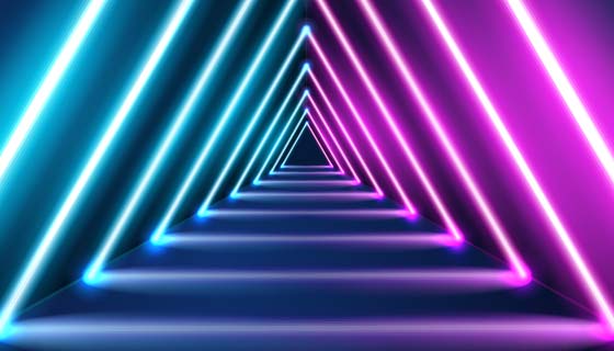 三角形霓虹灯形状背景矢量素材(AI/EPS)