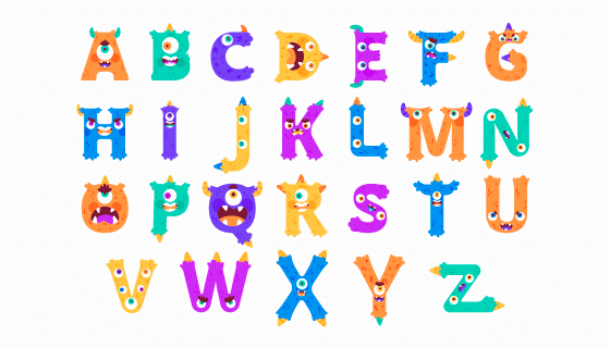 可爱的万圣节怪物字母矢量素材(AI/EPS/PNG)