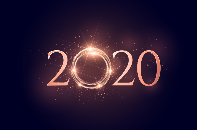 发光的2020新年背景矢量素材(EPS)
