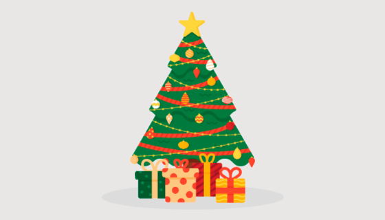 扁平风格圣诞树矢量素材(AI/EPS/PNG)