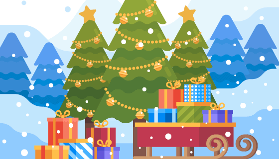 圣诞树和礼物设计圣诞节背景矢量素材(AI/EPS)