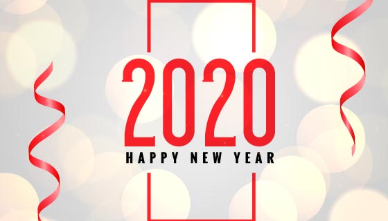散景2020新年快乐背景矢量素材(EPS)