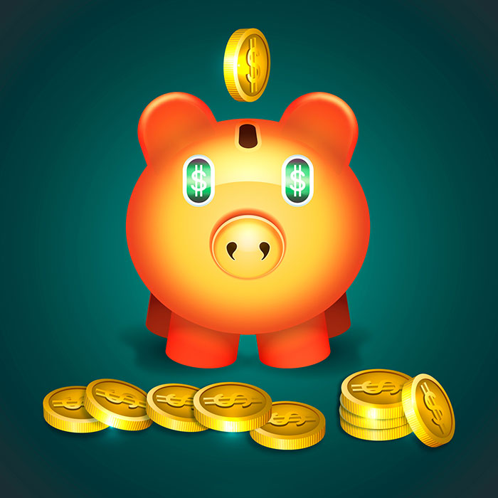 美元和小猪存钱罐矢量素材(EPS/AI)