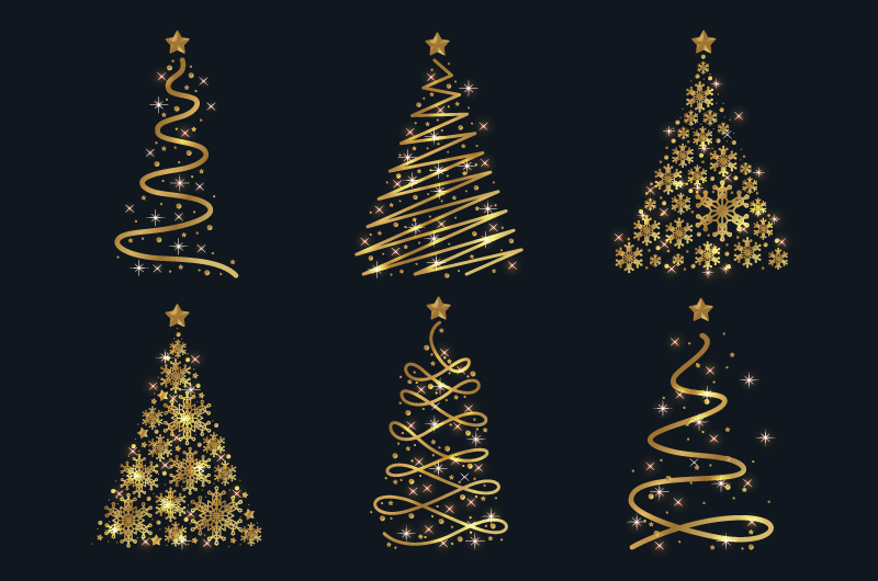 抽象的金色圣诞树矢量素材(AI/EPS)