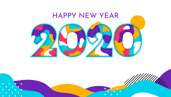多彩的2020新年快乐背景矢量素材(AI/EPS)