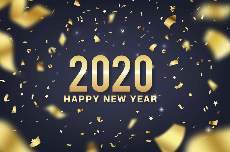 金色纸屑2020新年快乐背景矢量素材(AI/EPS)