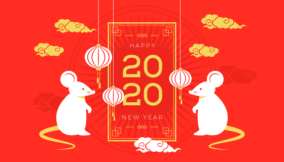 2020鼠年新年快乐背景矢量素材(AI/EPS/PNG)