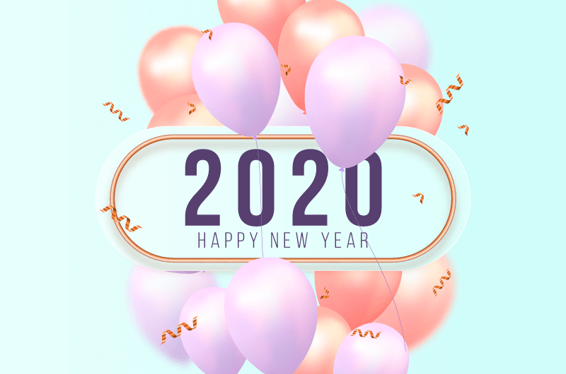 漂亮气球设计2020新年快乐背景矢量素材(AI/EPS)