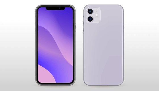 紫色iPhone 11正反面矢量素材(AI/EPS)