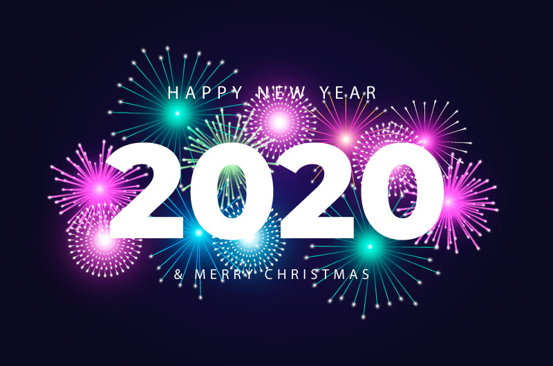 多彩烟花2020新年快乐背景矢量素材(AI/EPS/免扣PNG)