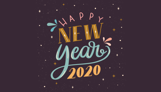 复古的2020 happy new year字体矢量素材(AI/EPS/PNG)