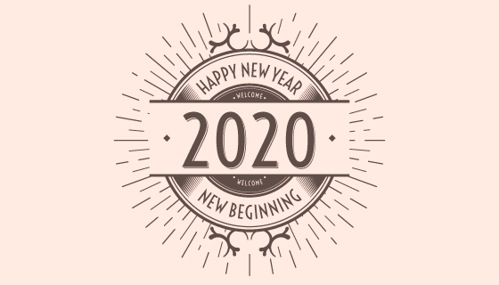 复古的2020新年快乐背景矢量素材(AI/EPS/PNG)