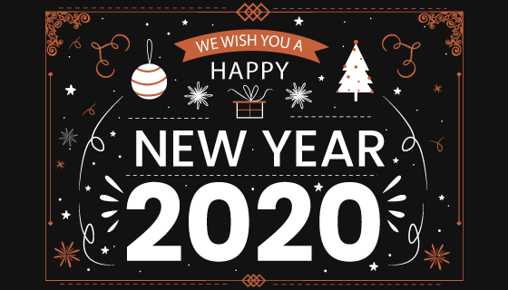 复古风格2020新年快乐背景矢量素材(AI/EPS)