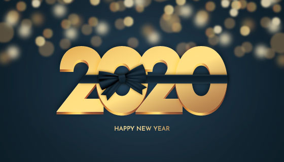 金色2020新年快乐背景矢量素材(AI/EPS/PNG)