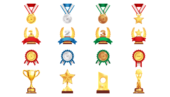 各种各样的奖杯奖牌矢量素材(EPS/PNG)