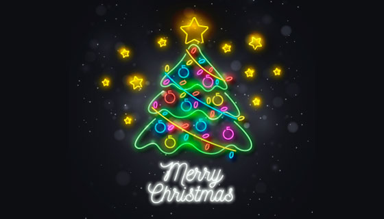 漂亮的霓虹灯圣诞树矢量素材(AI/EPS)