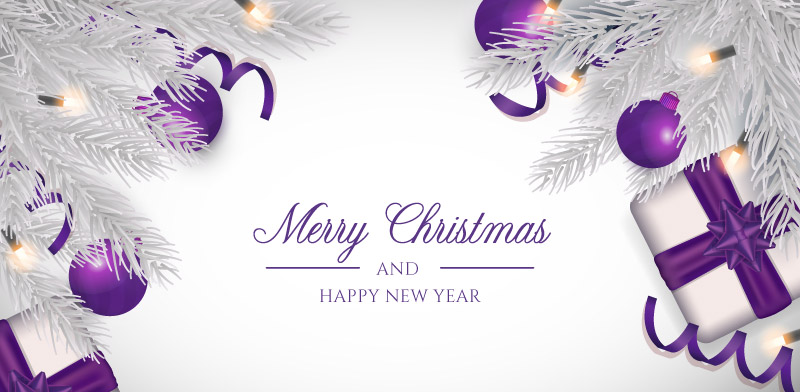 紫色装饰品圣诞节背景矢量素材(EPS)