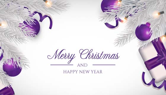 紫色装饰品圣诞节背景矢量素材(EPS)