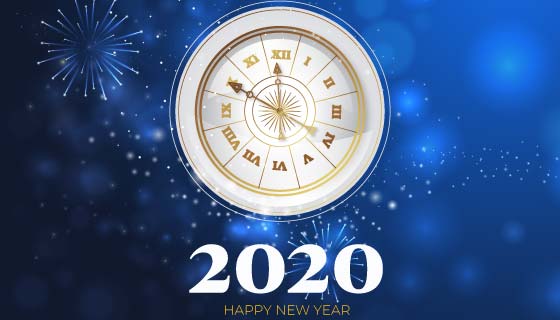 时钟设计2020新年快乐背景矢量素材(AI/EPS)