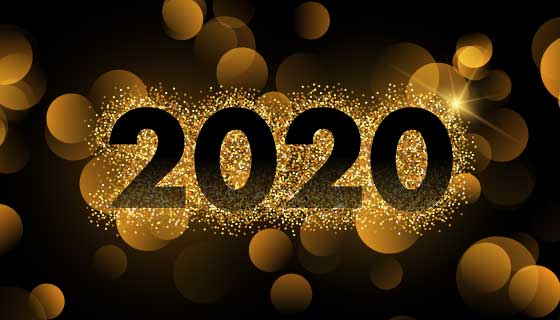 金色圆圈和金色粒子2020矢量素材(EPS)