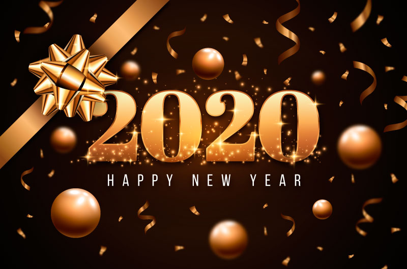 金色礼品2020新年快乐矢量素材(AI/EPS)