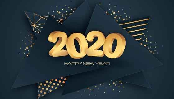 金色概念设计2020新年快乐矢量素材(AI/EPS)
