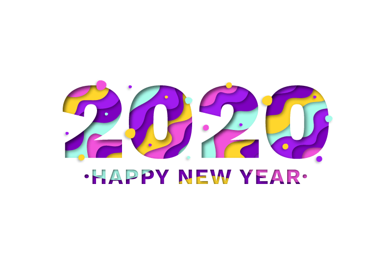 多彩数字2020新年快乐矢量素材(AI/EPS)
