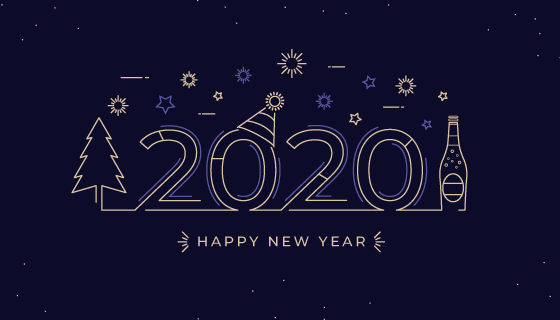轮廓设计2020新年快乐背景矢量素材(AI/EPS/PNG)