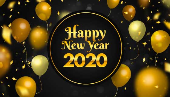 金色气球2020新年快乐背景矢量素材(AI/EPS)