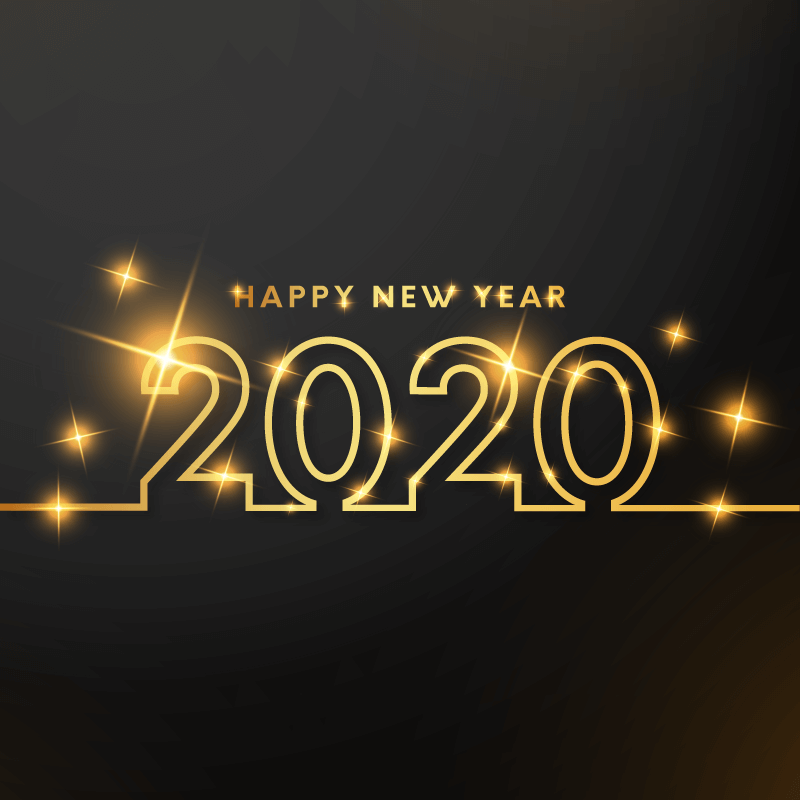 金色线条2020新年快乐背景矢量素材(EPS)